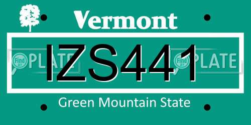 IZS441 Vermont License Plate