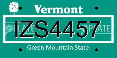 IZS4457 Vermont License Plate