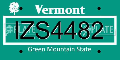 IZS4482 Vermont License Plate