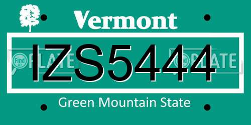 IZS5444 Vermont License Plate