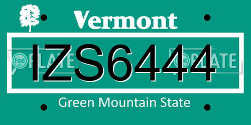 IZS6444 Vermont License Plate