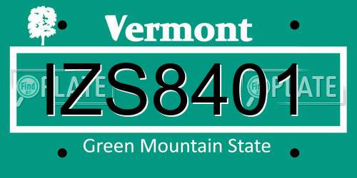 IZS8401 Vermont License Plate