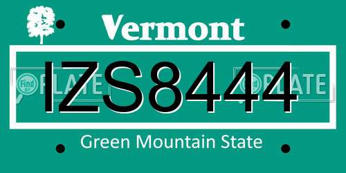 IZS8444 Vermont License Plate