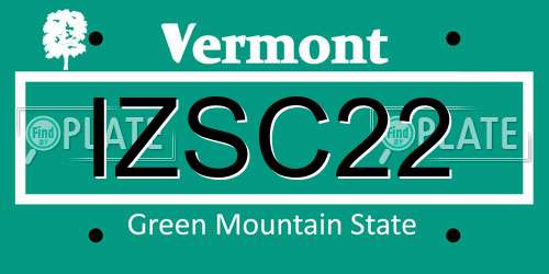 IZSC22 Vermont License Plate