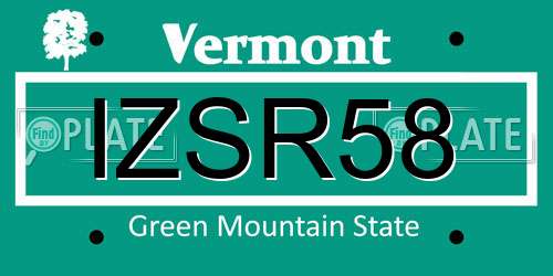 IZSR58 Vermont License Plate