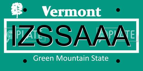 IZSSAAA Vermont License Plate