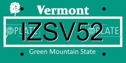 IZSV52 Vermont License Plate