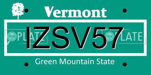 IZSV57 Vermont License Plate