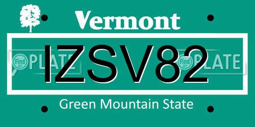 IZSV82 Vermont License Plate