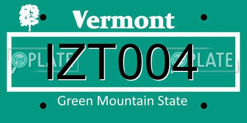 IZT004 Vermont License Plate