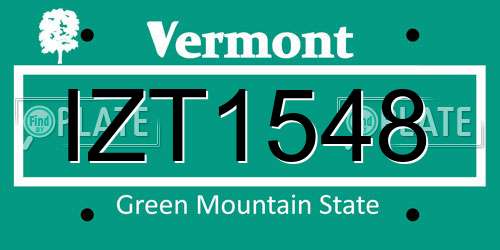 IZT1548 Vermont License Plate