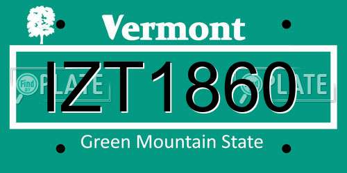 IZT1860 Vermont License Plate