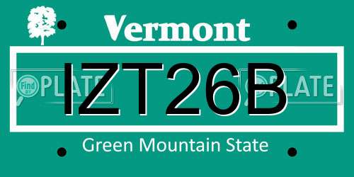 IZT26B Vermont License Plate