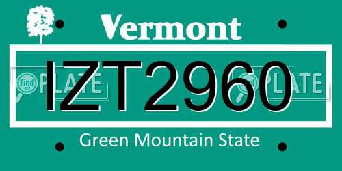 IZT2960 Vermont License Plate