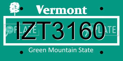 IZT3160 Vermont License Plate