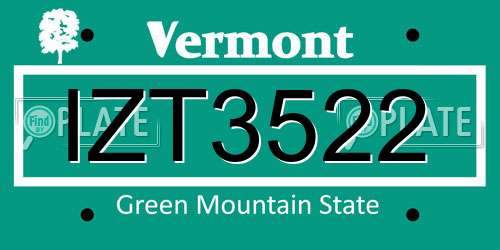 IZT3522 Vermont License Plate