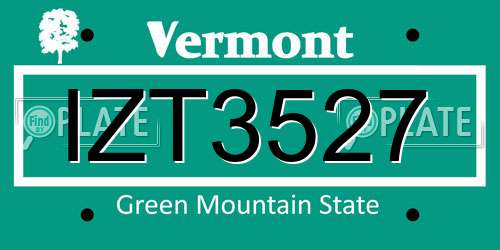 IZT3527 Vermont License Plate