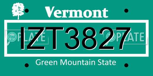 IZT3827 Vermont License Plate
