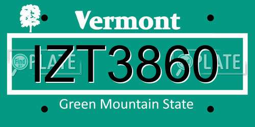 IZT3860 Vermont License Plate