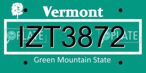 IZT3872 Vermont License Plate