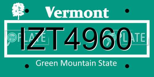 IZT4960 Vermont License Plate