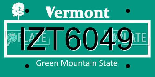 IZT6049 Vermont License Plate