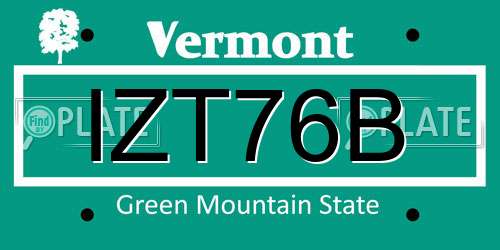 IZT76B Vermont License Plate
