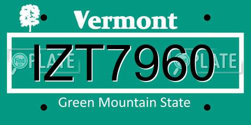 IZT7960 Vermont License Plate