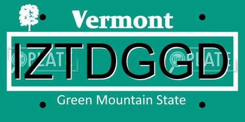 IZTDGGD Vermont License Plate
