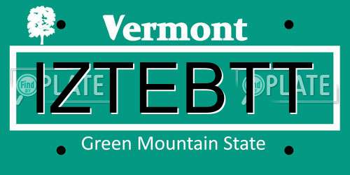 IZTEBTT Vermont License Plate