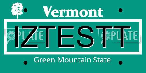 IZTESTT Vermont License Plate