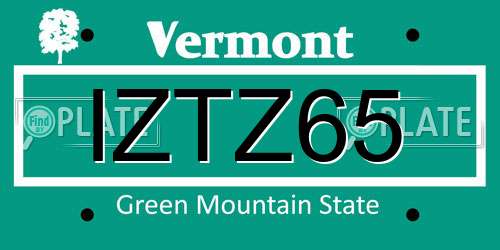 IZTZ65 Vermont License Plate