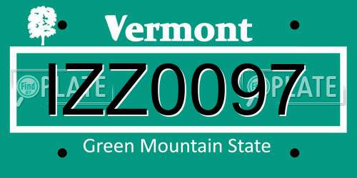 IZZ0097 Vermont License Plate