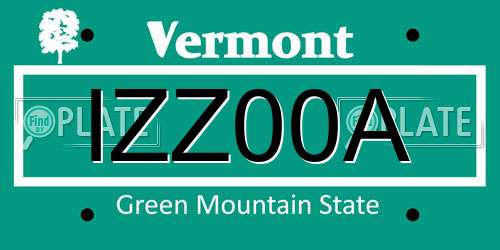 IZZ00A Vermont License Plate