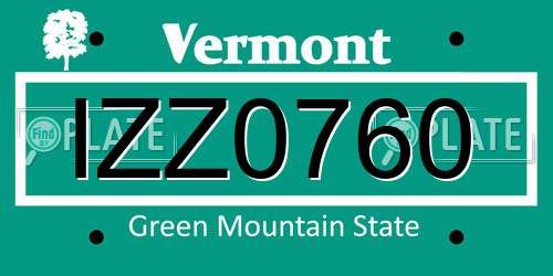 IZZ0760 Vermont License Plate
