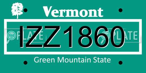 IZZ1860 Vermont License Plate