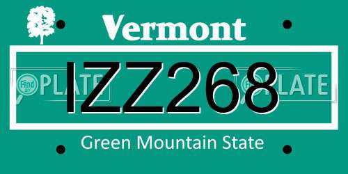 IZZ268 Vermont License Plate