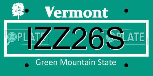 IZZ26S Vermont License Plate