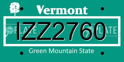 IZZ2760 Vermont License Plate