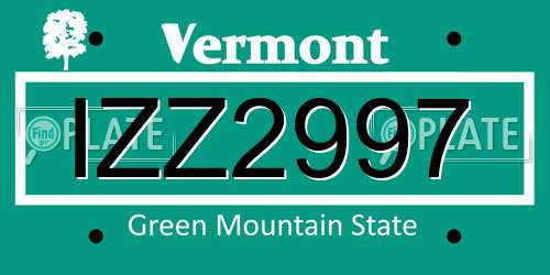 IZZ2997 Vermont License Plate