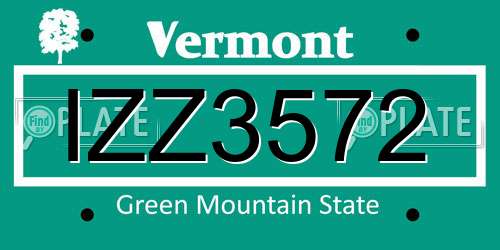 IZZ3572 Vermont License Plate