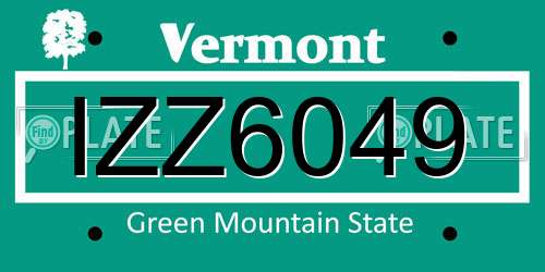 IZZ6049 Vermont License Plate
