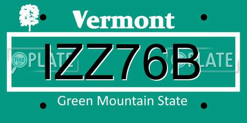 IZZ76B Vermont License Plate