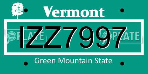 IZZ7997 Vermont License Plate