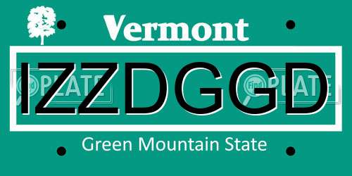 IZZDGGD Vermont License Plate