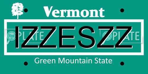IZZESZZ Vermont License Plate