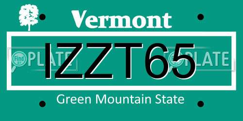 IZZT65 Vermont License Plate