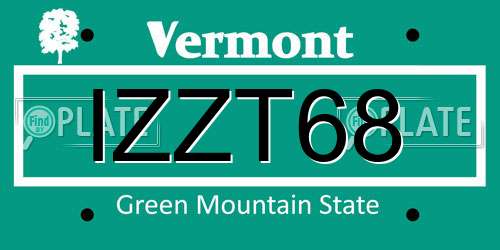 IZZT68 Vermont License Plate