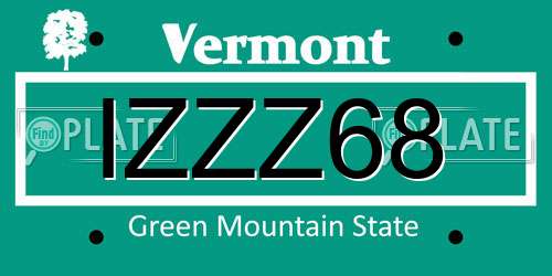 IZZZ68 Vermont License Plate