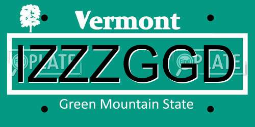IZZZGGD Vermont License Plate